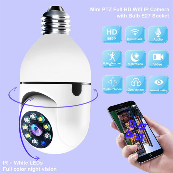 She-Vibes WiFi CAMERA 1080P Bulb 4X Zoom Camera E27 Home 5GWiFi Alarm Monitor